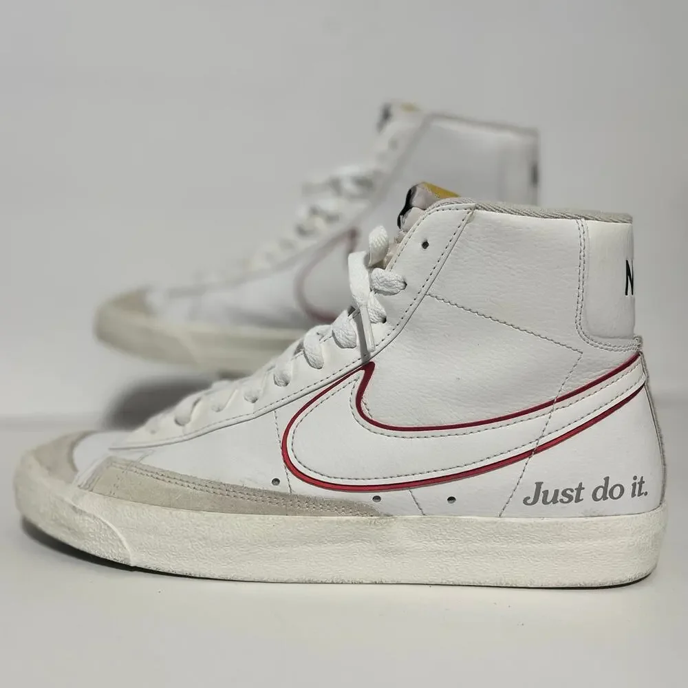 Nike Just Do It Blazer Mid 77 Mens 10 White Leather Lace Up Outdoor Ankle Clean!